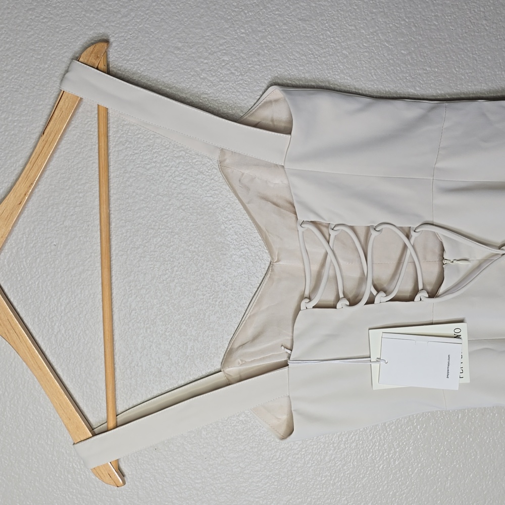 Peppermayo  Match Point Sweetheart  Lace Up Cream Mini Dress Size  Xs NWT. - Picture 7 of 11